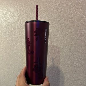 Starbucks Maroon Flower Tumbler